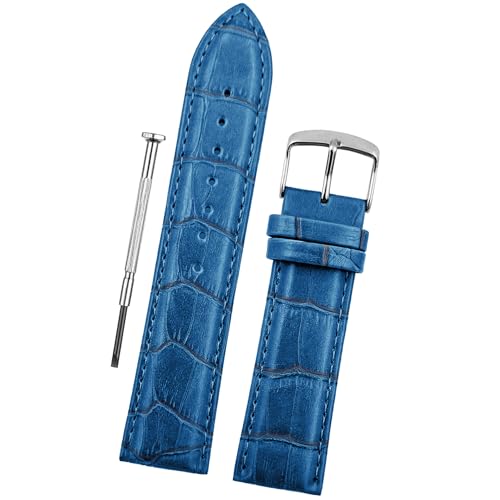 Image of DBLACK ''HIKRO'' Leather Watch Strap, Bamboo Design Full Padded Watch Belt / / For 18mm, 20mm, 22mm, 24mm, or 26mm Watch Band (Choose Your Size & Color)