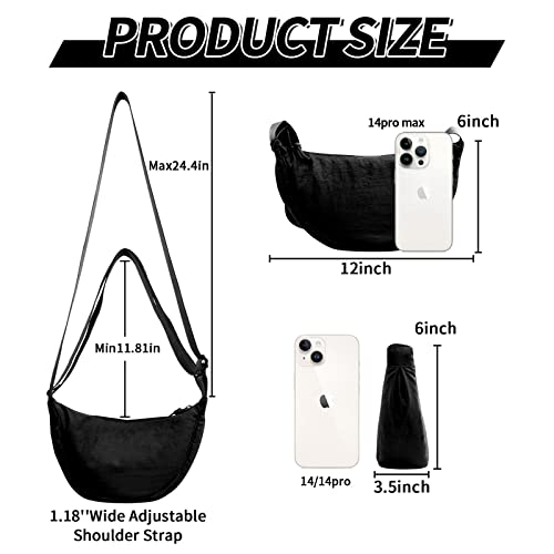 Image of Nylon Crescent Crossbody Bag for Women Purses Trendy Men,Small Travel Sling Bag Hobo