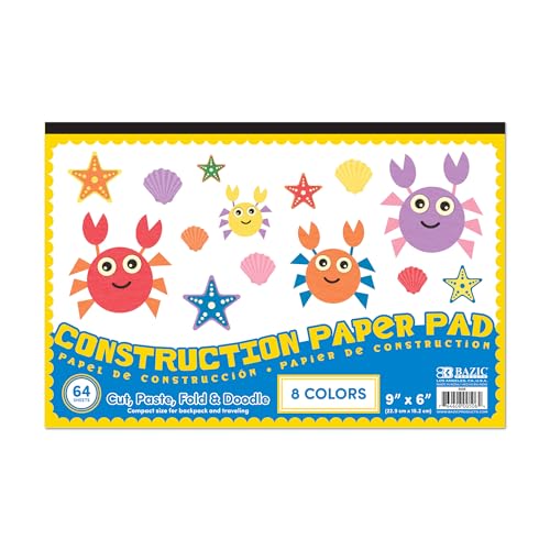 Construction Paper Pad Bazic de 64 feuilles 15x23 cm pour dessin enfant