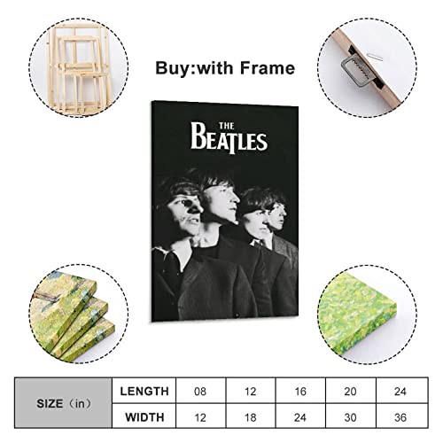 JMUNG Poster décoratif sur toile The Beatles – Noir et blanc – 50 x 75 cm - Les Beatles, Paul McCartney, John Lennon, RIngo Starr, George Harrison JMUNG Poster décoratif sur toile The Beatles - Noir et blanc - 50 x 75 cm – Image 3