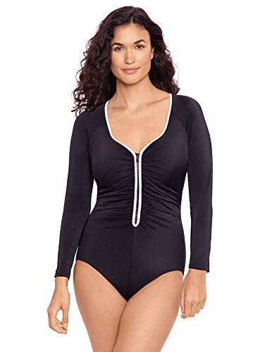 Maillot de bain une pièce Reebok pour femme avec rashguard à manches longues et zip
