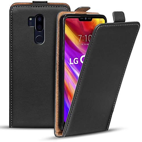 Verco Flip Cover für LG G7 Hülle, Flipstyle Schutzhülle für LG G7 Hülle Kunstleder Tasche vertikal klappbare Handyhülle, Schwarz