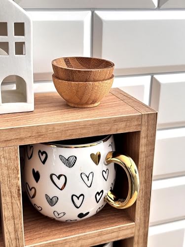 Image of Hamdan Collection Wall Mounted Mug Shelf - Coffee Cup Storage - Kitchen Wall Rack - Floating Cup Organizer - Rustic Coffee Bar Shelf (10)