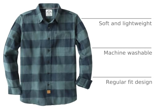 Dubinik® 6 oz Flannel Shirt for Men Cotton Casual Long Sleeve Button Down | 100% Cotton, Soft, Warm, Chest Pocket, Classic Plaid Design, Durable, For Daily, Work, Outdoor, Holiday Wear, Western - Image 5