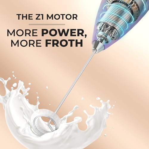 Image of Zulay Kitchen Powerful Milk Frother Wand With Duracell Batteries - Ultra Fast Handheld Drink Mixer - Electric Whisk Foam Maker for Coffee, Lattes, Cappuccino & Matcha - Z1 Motor - Galaxy