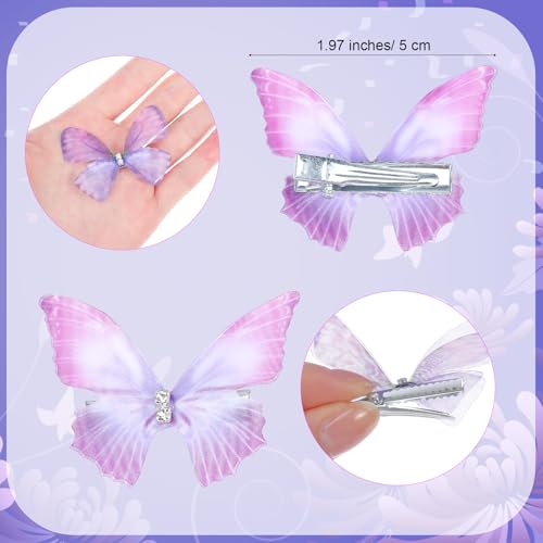 20 Pzs Pinzas Mariposa Morado Brillo Realista miniatura 2