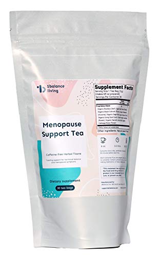 1Balance Living Menopause Support Tea: Lavender Rooibos, 100% Organic, Perimenopause and Hot Flash Relief, Black Cohosh, Dong Quai, Hot Flashes, Hormones, Better Sleep, More-Energy, 30 Cups