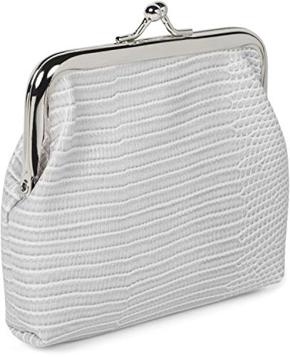 Preisvergleich Produktbild styleBREAKER Damen Münz Geldbörse in strukturierter Krokoleder Optik, Knipsverschluss, Münzbörse, Portemonnaie 02040140, Farbe:Hellgrau