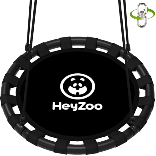 HeyZoo Saucer Swing, 40 Inch Swing Sets for Backyard and Outdoor Playground, 900lbs Weight Capacity, with 360 Degree Swivel, Gifts for Kids, Black