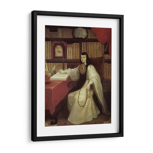Canvas Lab | Sor Juana Ines De La Cruz by Miguel Cabrera | 11 x 15 in | Fine Art Framed Print, Frame Color: Black, With Mat