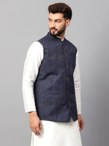 Image of LATEST CHIKAN Men's Traditional Cotton Solid Nehru Jacket /Waistcoat