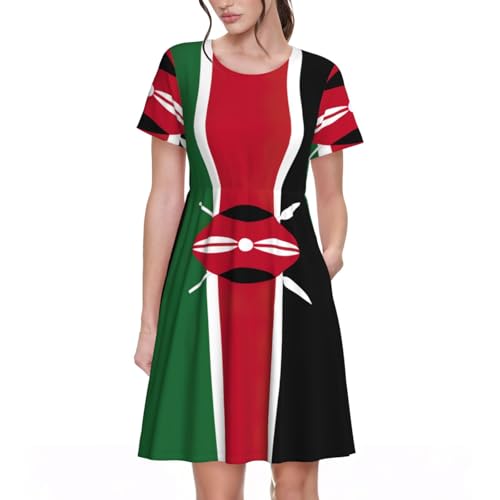 Robe cocktail drapeau Kenya fluide pour des vacances décontractées