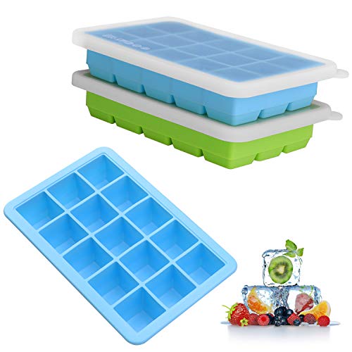 Silicone Ice Cube Trays With Lids, Gdreamt 2 Pack Ice Tray Flexible And Easy Release 15 Cavities Ice Cube Molds For Whiskey, Cocktails - Bpa Free, Stackable, Dishwasher Safe #TOP20
