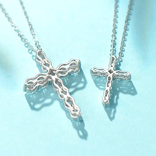 FANCIME 0.5CT/ 1CT/ 2CT Carat White Moissanite Gemstone with 14K Solid White Gold 3 Prong Setting Cross Pendant Necklace Fine Delicate Jewelry Anniversary Christmas Gifts for Women Girls4