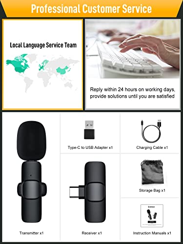 Moman Wireless Usb Microphone, Cp1(C) 2.4Ghz Wireless Lavalier Microphone & 1 Transmitter And 1 Receiver For Smartphones, Tablets, Laptops (Type-C) #TOP6
