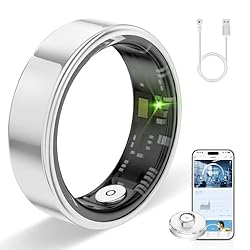 HPLSZCN Smart Ring for Women Men, Fitness Tracker with Sleep Tracker, Heart Rate, SpO2, Step Counter, Health Ring Compatible Android & iOS, (Silver, 7)