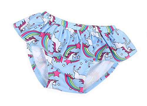 Cotrio Girls Unicorn Rainbow Swimsuits Bikini Set 2-Piece Ruffle Bathing Suit Kids Tankini Swimwear Holiday Beach Swimming Suits (3-4 Years, Blue, 110) #TOP4