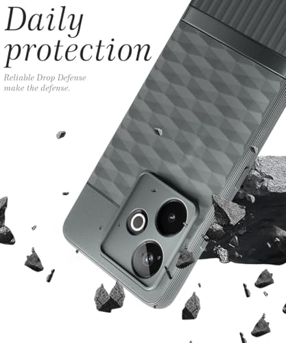 Image of WOW IMAGINE Back Cover for Realme GT 7 5G | Realme GT 7T 5G with Hexa Cube Design | Ultra Slim Soft Rubberised Case | Inner Velvet Fabric | Matte Silicone Mobile Case | Camera Protection - Olive Green