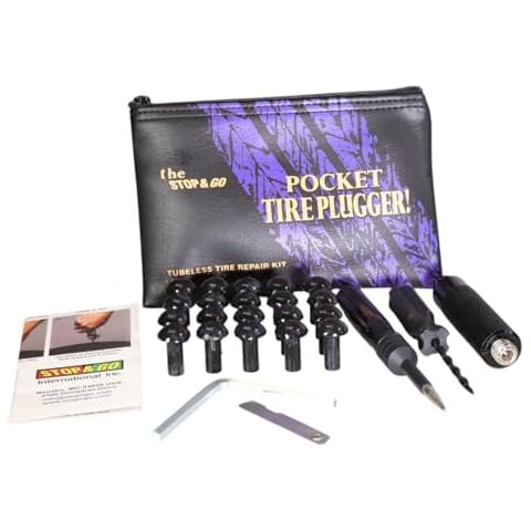 Stop & Go 1081 28 Piece Tubeless Mushroom Plug Tire Repair Kit with Larger Repair Plugs, Nozzle, and Probe (20 Plugs) Cover