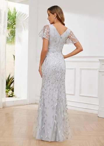 Ruffles Sleeves Mother of The Bride Dresses for Women Sequin Embroidery Mermaid Evening Dress2