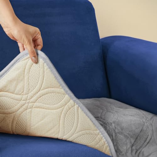 Image of Amazon Basics - Velvet Quilted Make Your Own Sofa Cover |70cm x 70cm| Microfiber Sofa Slipcover (Grey, 1 Seater)