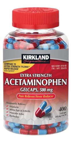 Kirkland Signature Acetaminophen Extra Strength 500mg Rapid Release Gelcap 400Count