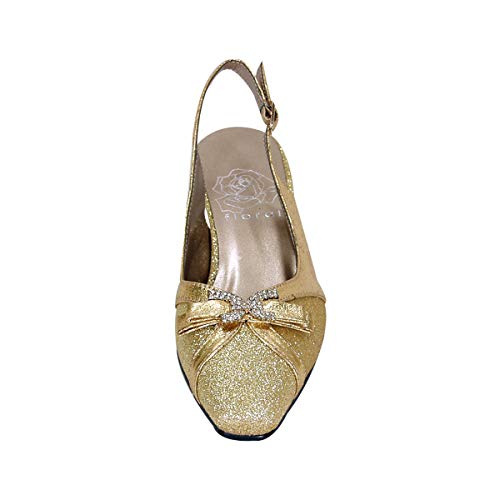 Floral Hanna Women's Wide Width Slingback Dress Shoes with Decorative Crystal Bow2