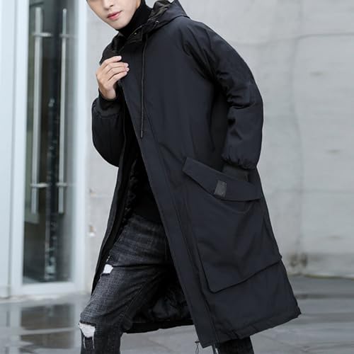 Men's Lightweight Hooded Windbreaker Trench Coat Fashion Casual Windproof Overcoat Spring Fall Mid Long Jacket3