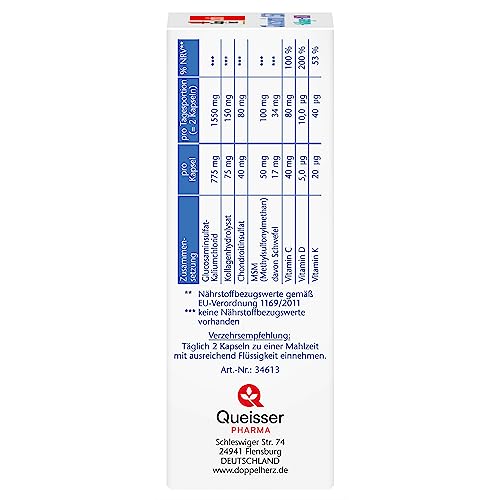 Doppelherz Glucosamin 1550 + Kollagen + MSM + Vitamin C - Vitamin K und Vitamin D als Beitrag zum Erhalt normaler Knochen - 40 Kapseln