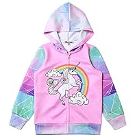 Girls Zip Up Hoodie Jacket Unicorn Sweatshirt with Pockets