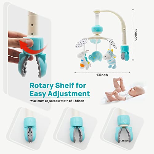 Baby Mobile For Crib, Portable Mobile Crib For Baby With Relaxing Music, Rotatable And Length-Adjustable, Nursery Mobiles For Bassinet With Animals Toys For Newborn Aged 0-5 Months(Blue) #TOP2