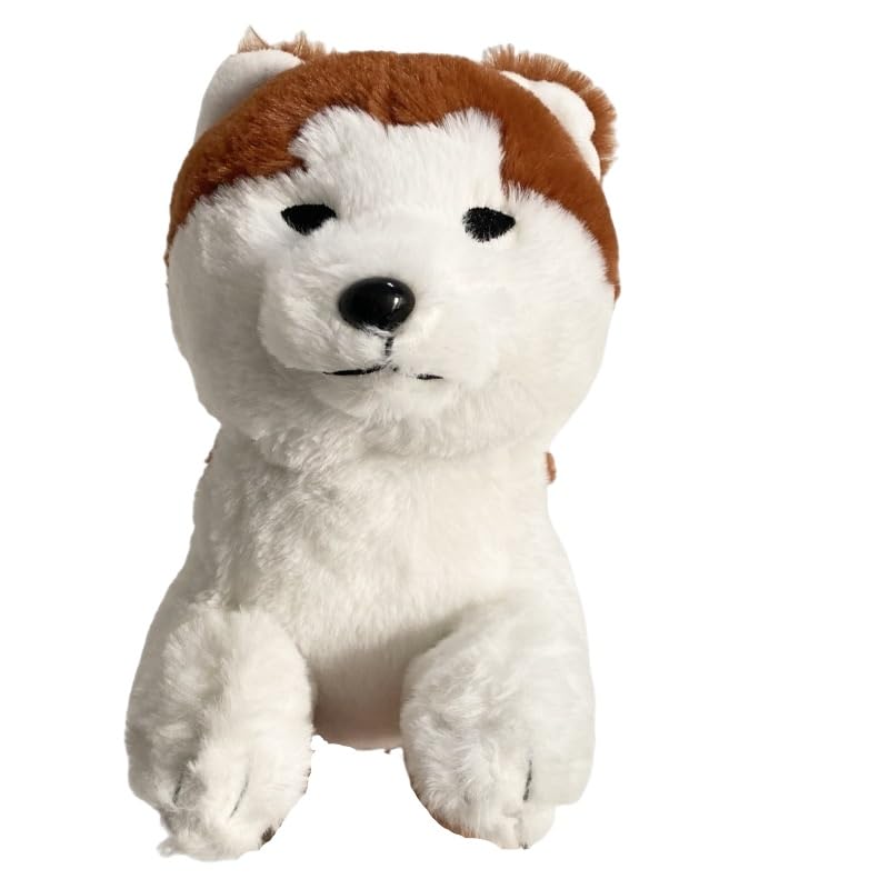 Peluche Akita Inu rouge marron blanc cadeau idéal moelleux pour enfant