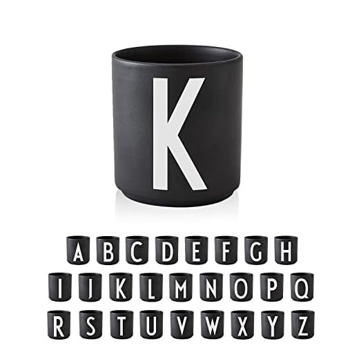 Design Letters Personal Porcelain Cup A-Z (BLACK) - K