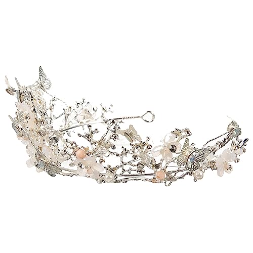 Lurrose Baroque Wedding Crown Butterflies Flowers Bridal Baroque Queen Crown Crystal Birthday Tiara Bridal Headpiece For Women And Girls #TOP1
