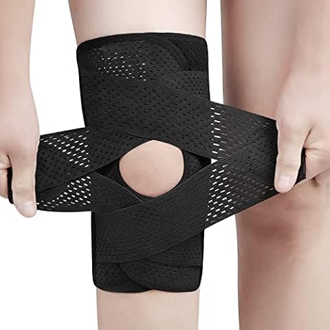 Knee Support for Women/ Men Knee Brace for Knee Pain Adjustable Knee Compression Sleeve Support with Side Stabilizers for Working Out, Running, Fitness, Weightlifting ACL MCL Meniscal Tear Black (M) Cover