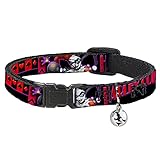 Cat Collar Breakaway Harley Quinn Bomb Poses Suits Black Purple Red 8 to 12 Inches 0.5 Inch Wide