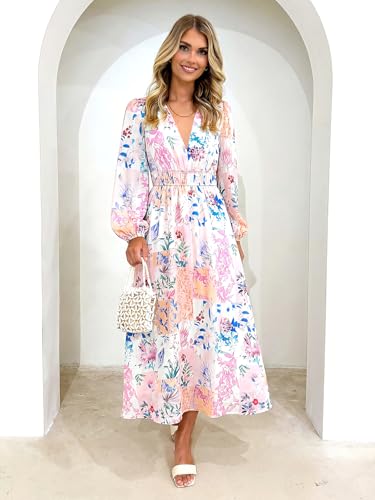 Image of Maxigerui Women's Long Sleeve Floral Maxi Dress 2026 Spring Summer Wedding Guest Dress