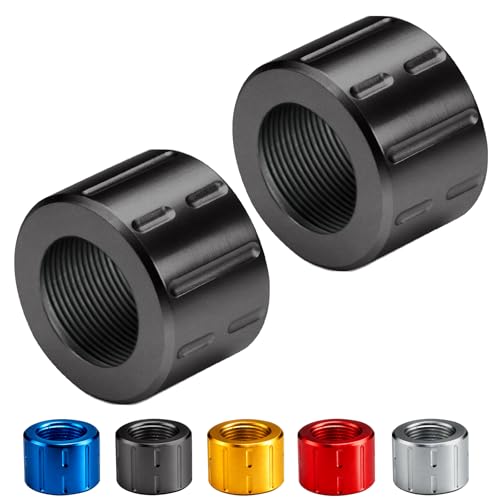 BZGREEN 2 Pack Thread Protector for 1/2 * 28 .22LR, .357 and 5/8 * 24 - Choose Size - Aluminum, Mulitiple Color Options (Black, 5/8 * 24)