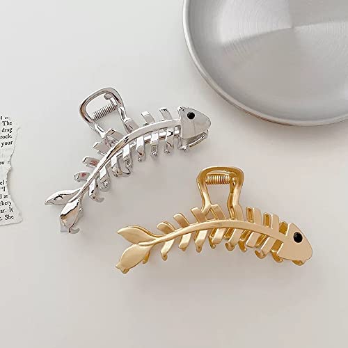 Donleeving 3 Pack Large Metal Hair Claw Clips Fish Bone Shape Hairpin Tail Hair Clamps Nonslip Hair Accessories For Thick And Thin Hair Styling thumb #6