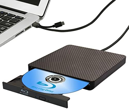 External Blu ray Drive DVD/BD Player Read/Write Portable Blu-ray Drive USB 3.0 and Type-C DVD Burner 4k Ultra HD blueray Burner for/Win7/Win8/Win10/Win11 External blu ray Player for pc/Laptop