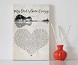 Mattata Decor Gift - My Dad's Gone Crazy - Portrait Canvas Song Lyrics Guitar Shaped Trees Wall Art...