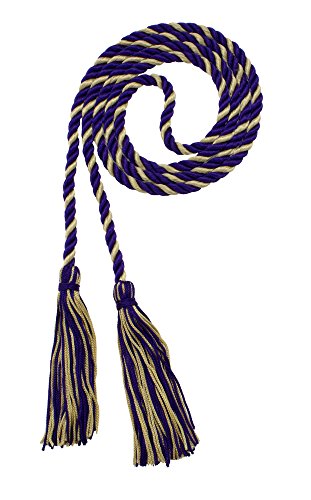Image of Graduation Honor Cord - Purple /Old Gold - Every School Color Available - Made in USA