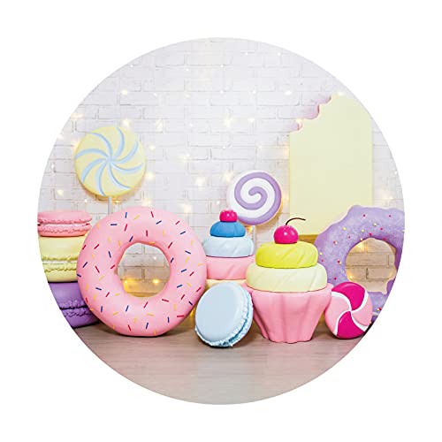 6.5x6.5FT Donut Round Backdrop - Pink Dripping Donut Theme Photo Background