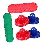 Totority Air Hockey Game Table Replacement Accessories with Ergonomic Paddles and Durable Plastic Pucks Includes Blue and Red Plus Thick Lint Pads for Smooth Sliding and Enhanced Control