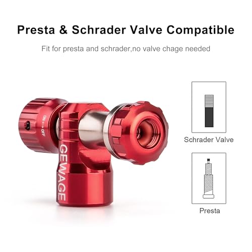 image for GEWAGE CO2 Inflator with Cartridges - CO2 Bike Pump Presta & Schrader 