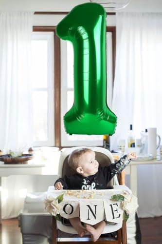 Image of Number 1 Balloon Birthday Decorations, 40In Dark Green Balloons for Party | Eye-catching Appearance, Perfect Decorative Centerpieces, Convenient Self-sealing Structure, Widely for Various Occasions