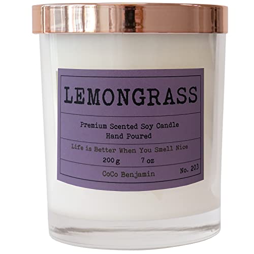 100% Soy, Highly Scented, Hand Poured Soy Candle, 7 Oz, (Lemongrass) #TOP17