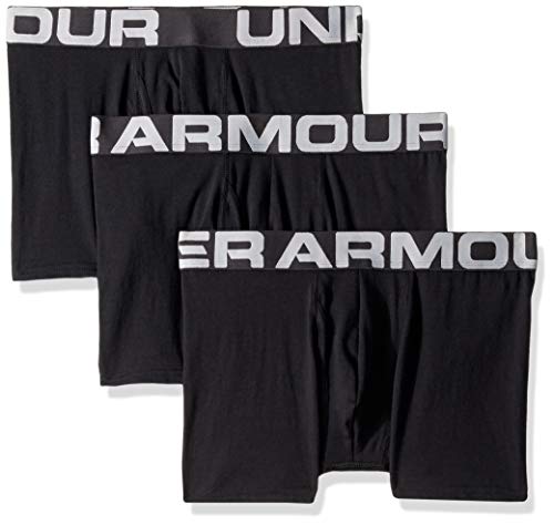 Under Armour Men's Charged Cotton 3-inch Boxerjock 3-Pack, Black (001)/Black, Large