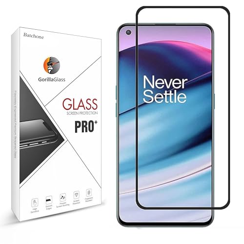 Image of BATCHONE Tempered Glass Screen Protector Compatible for OnePlus Nord 2 /Nord 2T /Nord CE (Black) with Edge to Edge Coverage and Easy Installation kit