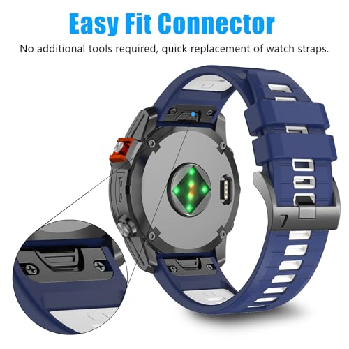 Image of 22mm Compatible with Garmin Fenix E /8 /8pro AMOLED 47mm /Fenix 7 /7 Pro /6 /6 Pro /5 /5 Plus Watch Band,Soft Quickfit Silicone Straps for Forerunner 970 965 955 /Approach S70 47mm /tactix 8 /quatix 7 8 47mm